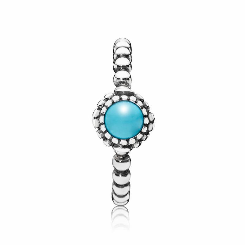 Pandora Birthday Blooms Ring December Ireland - Sterling Silver/Blue/Turquoise - 479826ZXG